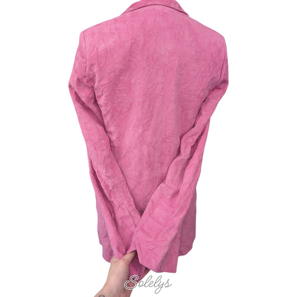 Zadig & Voltaire Very Daim Froisse Crinkled Suede Tulip Pink Blazer Jacket 34 XS - Picture 12 of 14